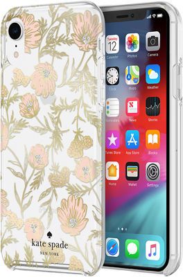 kate spade new york Protective Hardshell Case for iPhone 12 & iPhone 12 Pro  - Daisy Iridescent Foil/White/Clear/Gems