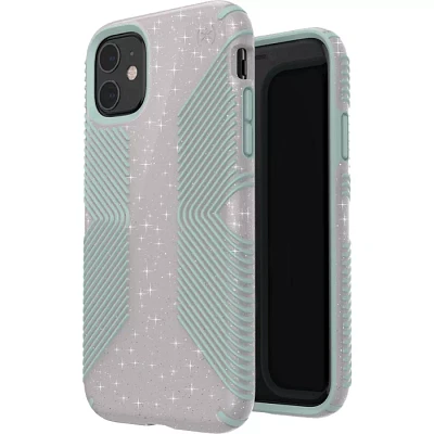 Speck Presidio Grip + Glitter Case for iPhone 11 - Whitestone Grey Glitter/Blue | Verizon