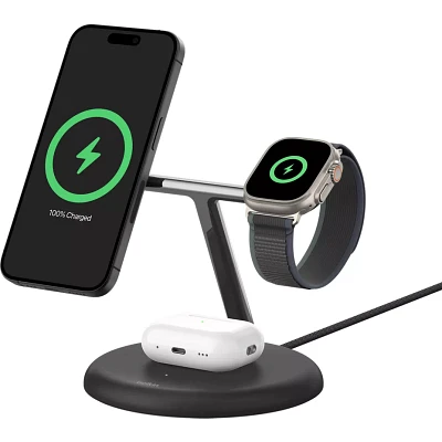 Belkin BoostCharge Pro 3-in-1 Magnetic Wireless Charging Stand with Qi2 15W - Black | Verizon