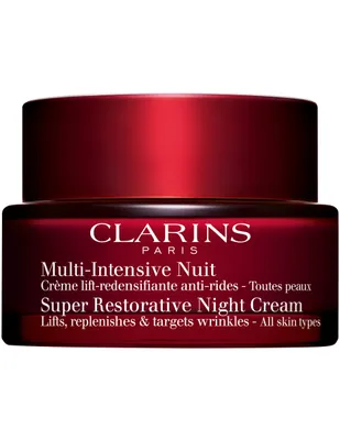 Crema para rostro Super Restorative Night Cream All Skin Type Clarins recomendado para antiedad