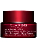 Crema para rostro Super Restorative Night Cream Dry Skin Clarins recomendado para antiedad