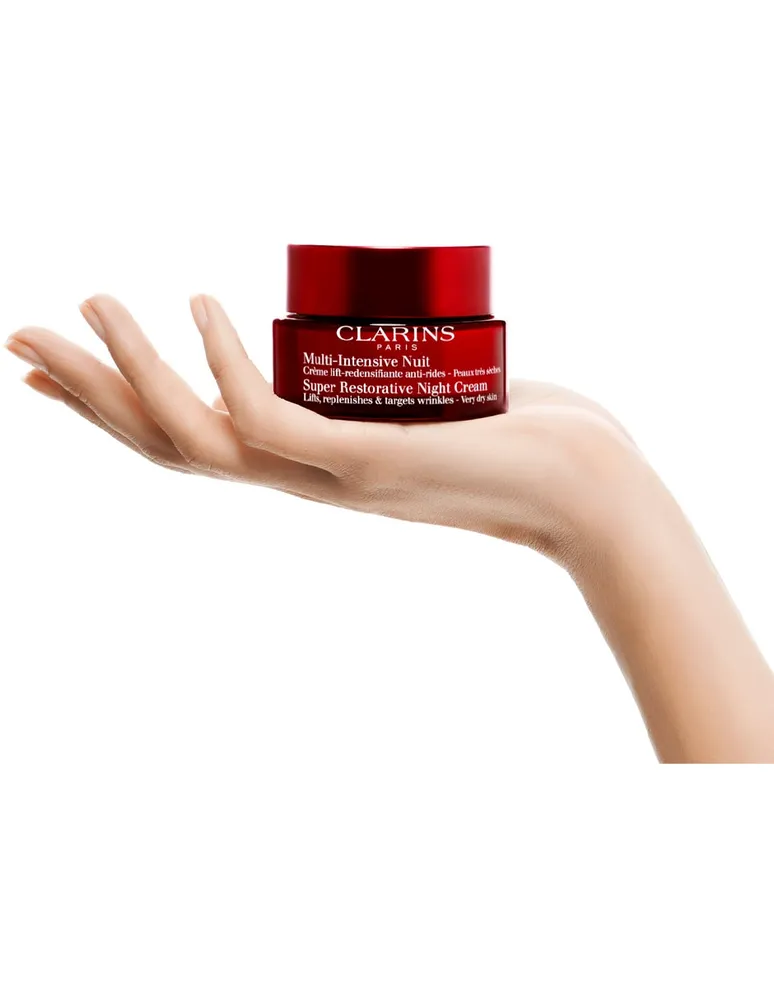 Crema para rostro Super Restorative Night Cream Dry Skin Clarins recomendado para antiedad