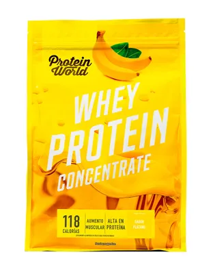 Whey Protein Concentrate Protein World aumento muscular plátano en polvo