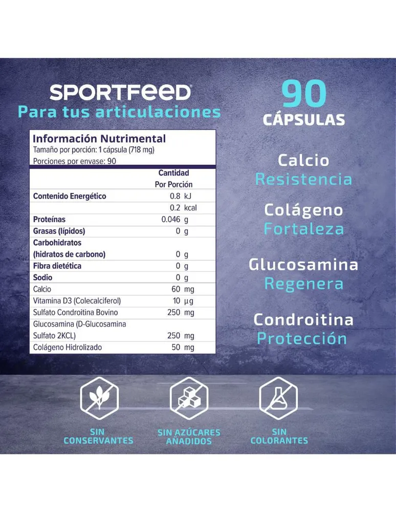 Glucosamina Condroitina Colageno Sportfed 90 cápsulas