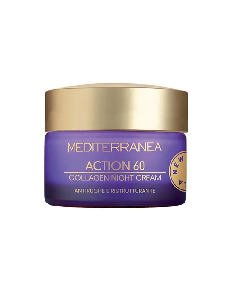 Crema colágeno de noche antiarrugas y reestrucurante Mediterranea Cosmetics Action 60 años 50 ml