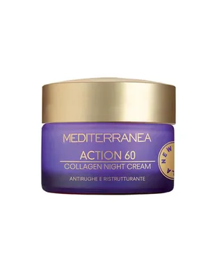 Crema colágeno de noche antiarrugas y reestrucurante Mediterranea Cosmetics Action 60 años 50 ml