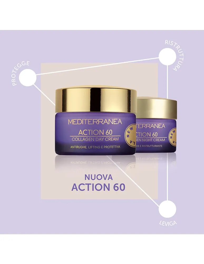 Crema colágeno de día antiarrugas y reestrucurante Mediterranea Cosmetics Action 60 años 50 ml