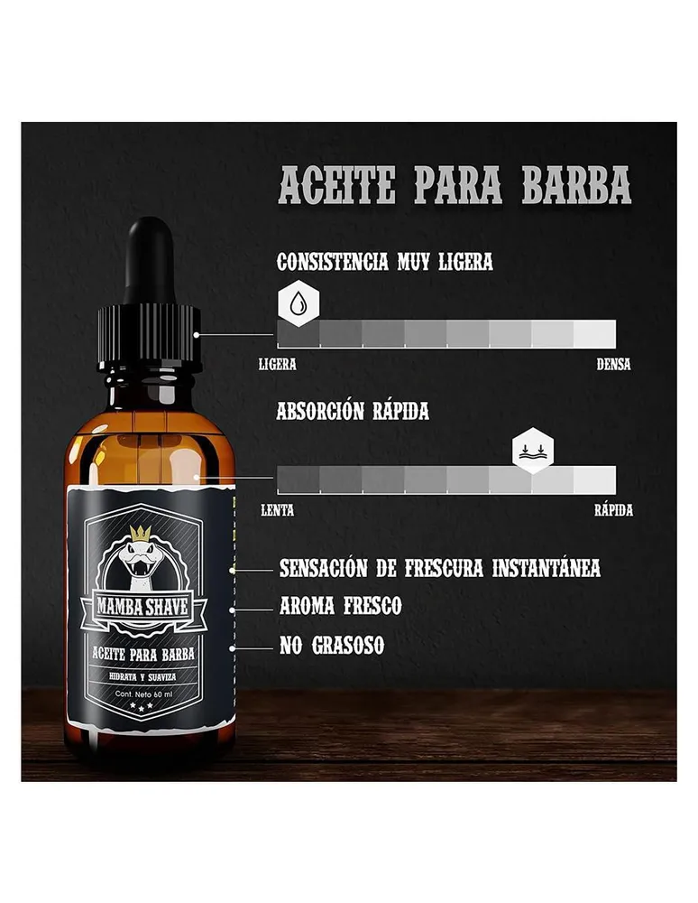 Aceite para barba y bigote Mamba Shave de menta 60 ml