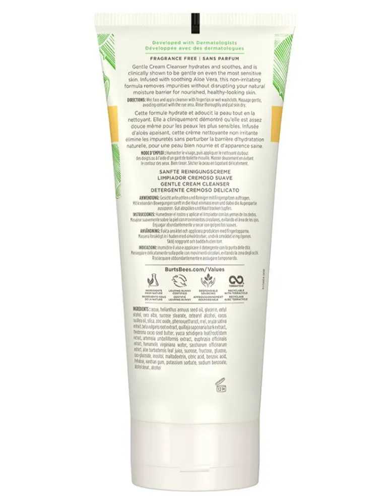 Limpiador facial Gentle Cream Cleanser Burt's Bees Sensitive Solutions recomendado para revitalizar