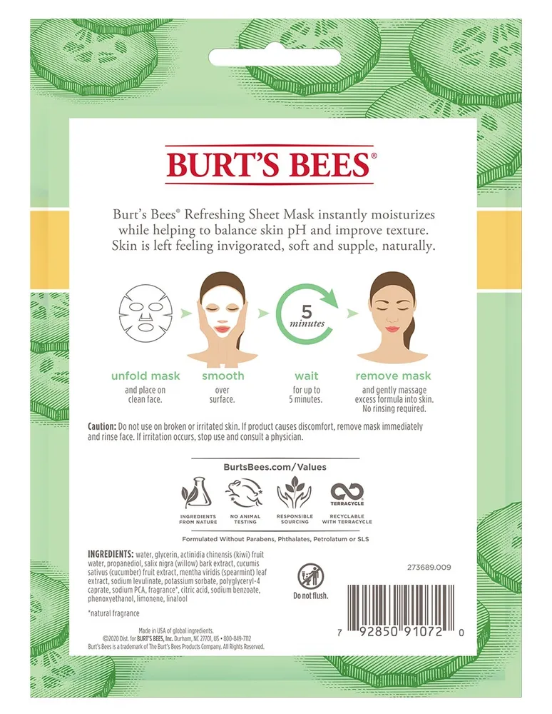 Mascarilla Burt's Bees Refreshing Sheet Mask