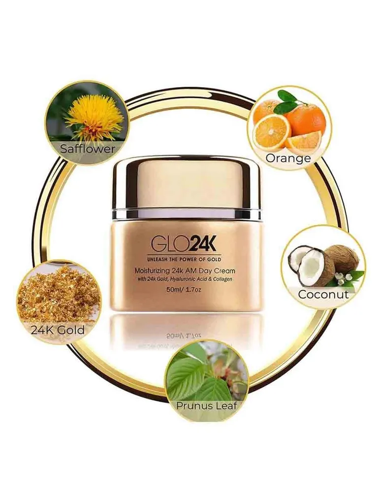 Crema de día hidratante con oro de 24 k antienvejecimiento GLO24K