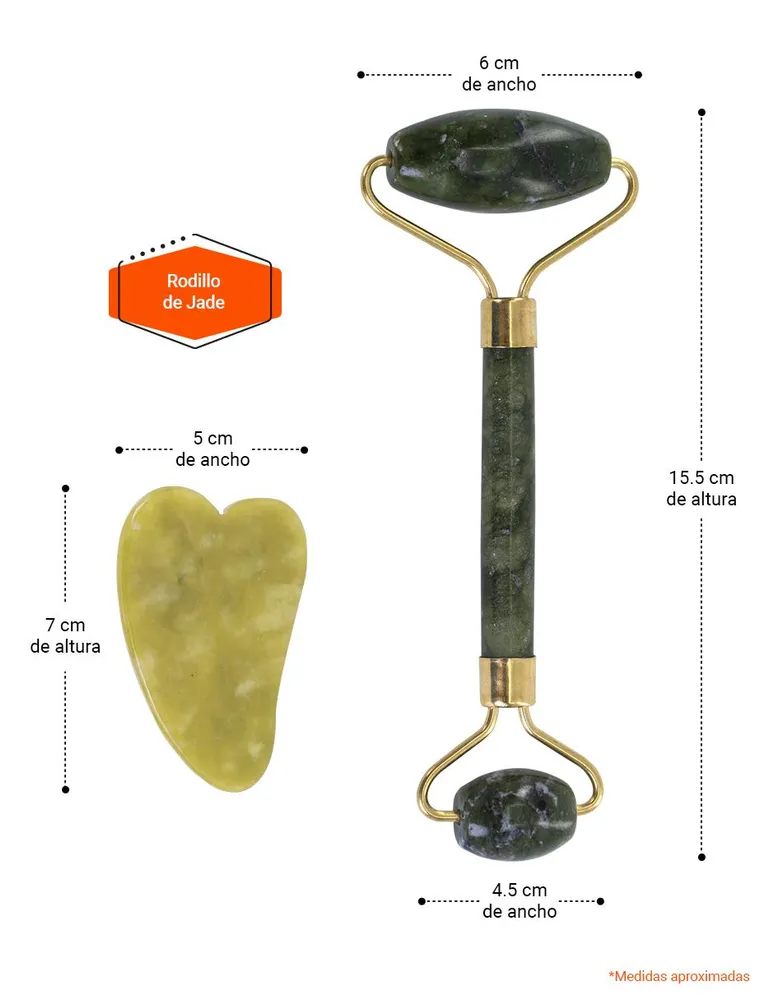 Set rodillo de jade y Gua Sha para masaje facial Tutti