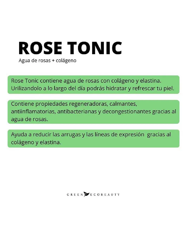 Tónico hidratante Rose Tonic + Collagen Green Ecobeauty 120 ml