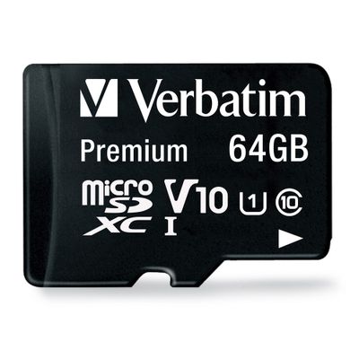 64GB Premium microSDXC Memory Card with Adapter, UHS-I V10 U1 Class 10 