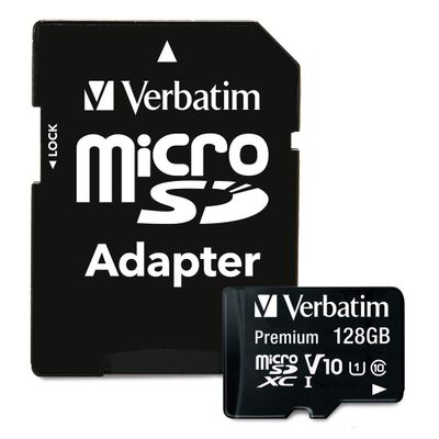 128GB Premium microSDXC Memory Card with Adapter, UHS-I Class 10 