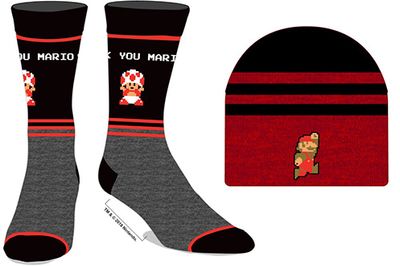 Mario Hat and Sock Tin Set 
