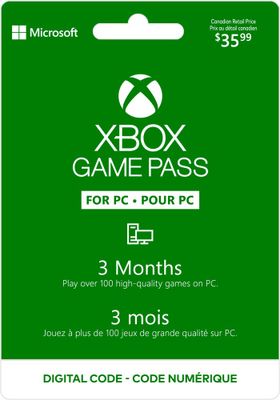 Xbox Game Pass For PC  3-Month Membership 