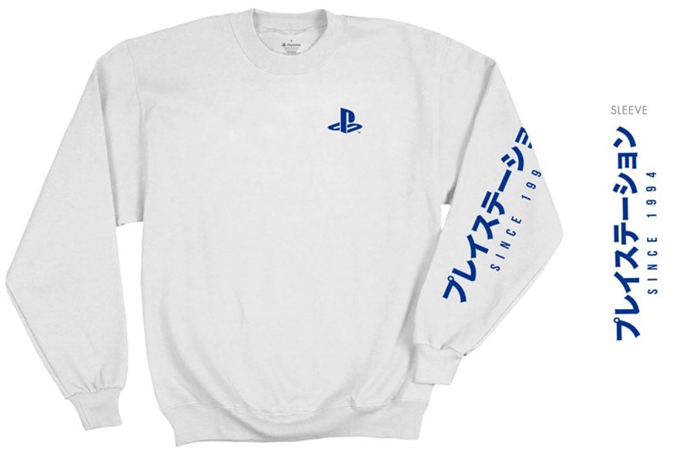 Playstation Logo & Kanji Crew Sweatshirt - S 