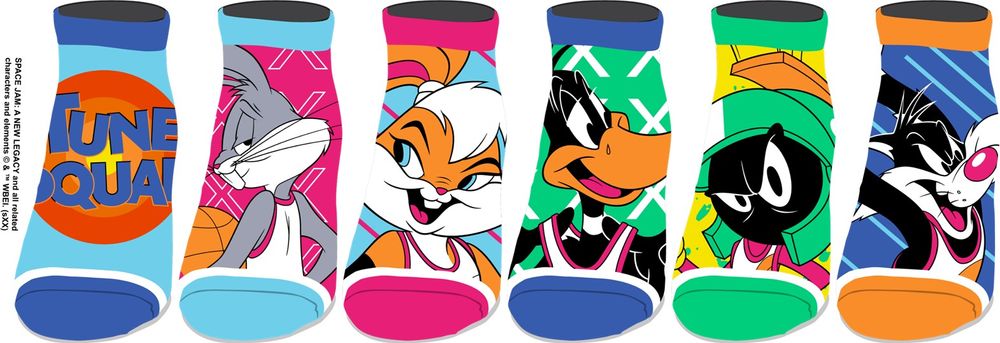 Space Jam Jrs 6 Pack Ankle Socks 