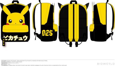 Pokemon Pikachu #25 Black And Yellow Backpack 