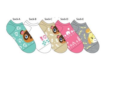 Animal Crossing Pastel 5pk Ladies Socks 