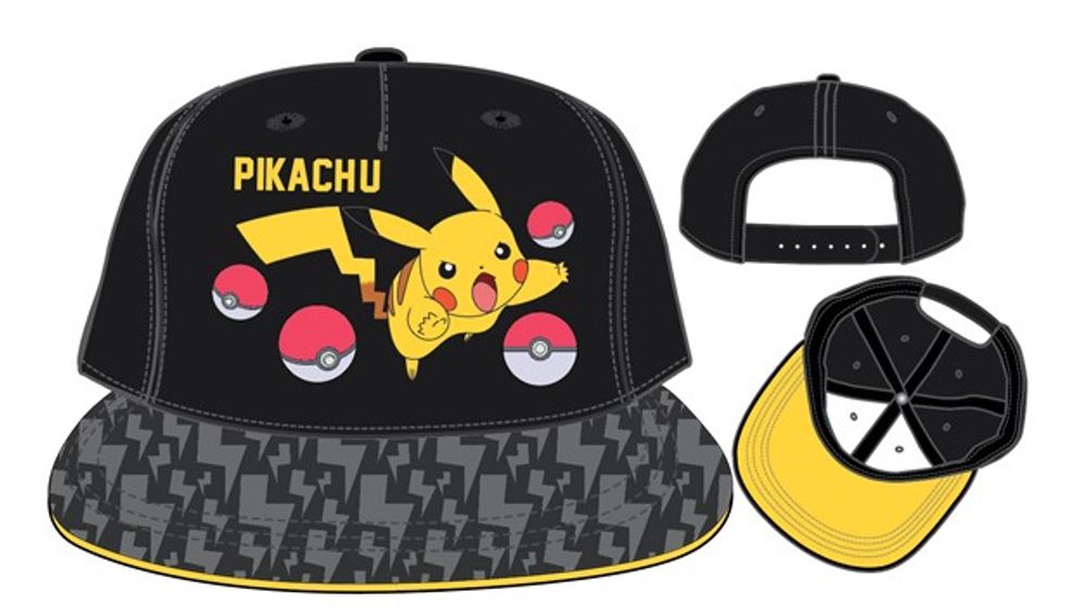 Kids Pikachu Black Snapback 