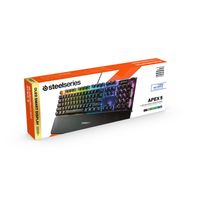 SteelSeries Apex 5 Hybrid Mechanical Gaming Keyboard – Per-Key RGB Illumination – Aircraft Grade Aluminum Alloy Frame – OLED Smart Display (Hybrid Blue Switch)