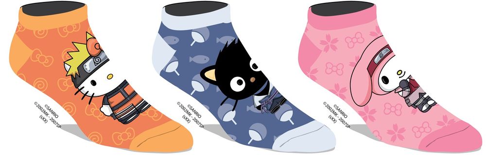 Naruto Sanrio 3pk Ankle Socks 