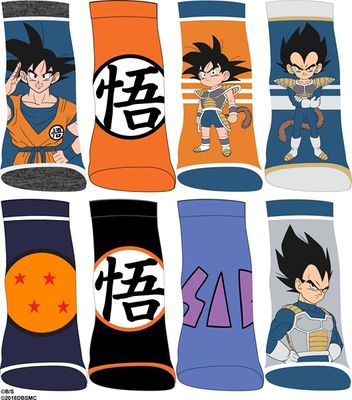 Dragon Ball Z Boys 8 pack Socks 