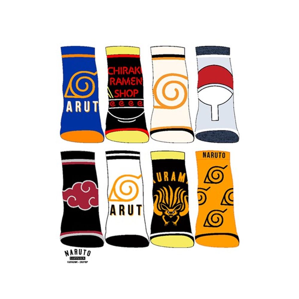 Naruto Kids 8 Pack Socks 