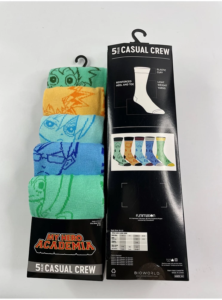 My Hero Academia 5pk Character Crew Socks 
