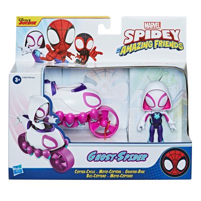 Marvel Spidey and His Amazing Friends Ghost-Spider Action Figure And Copter-Cycle Vehicle 
