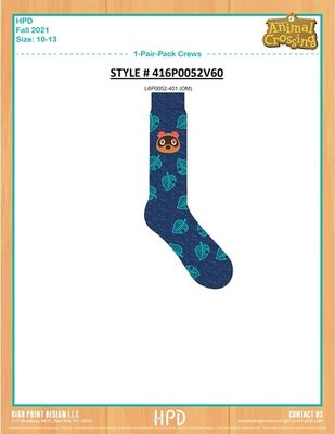 Animal Crossing 1pk Leaf Sock 