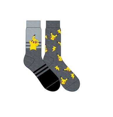 Pikachu Mens 2pk Grey Socks 
