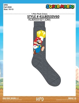 Nintendo Mens Mario 1pk Sock 