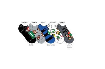 Nintendo Boys 5PK Socks Assorted – One Variation Chosen At Random