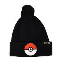 Adult Black Pokeball Pom Beanie 