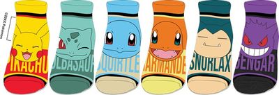 Pokemon Character 6pk Ankle Socks 