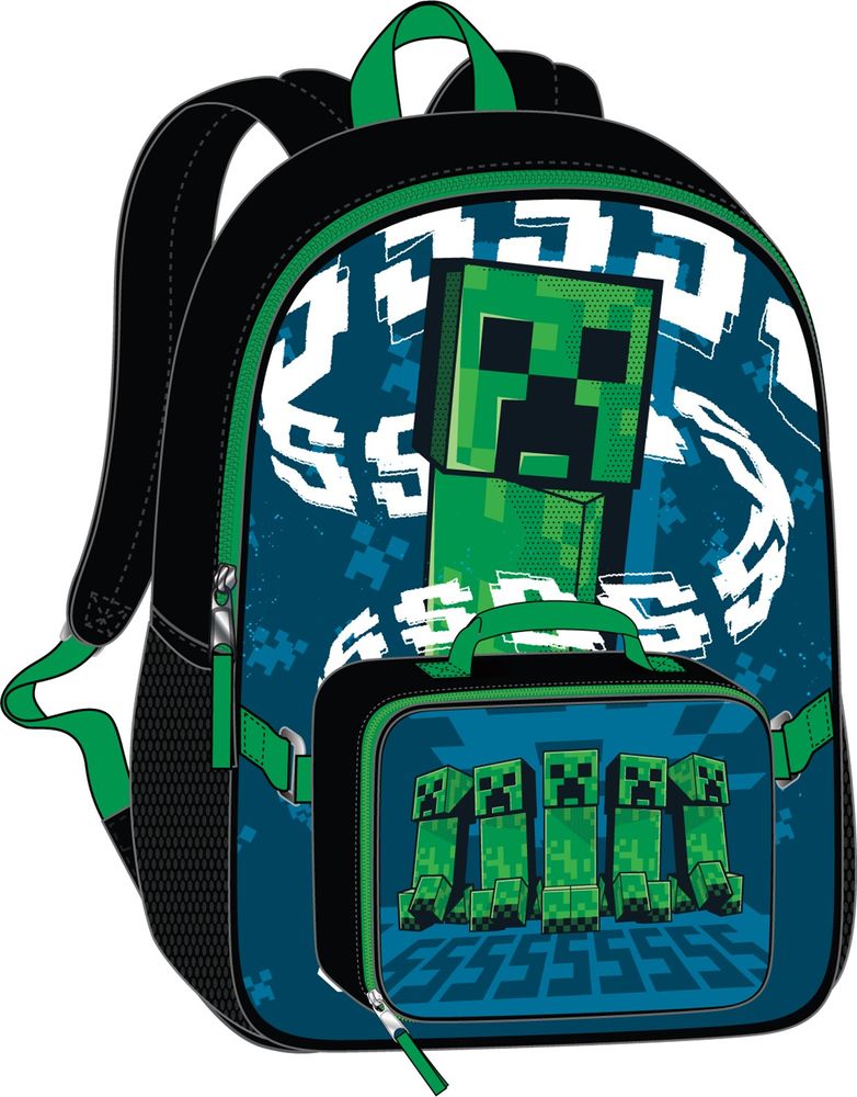 Boys Minecraft Backpack And Lunch Box Set