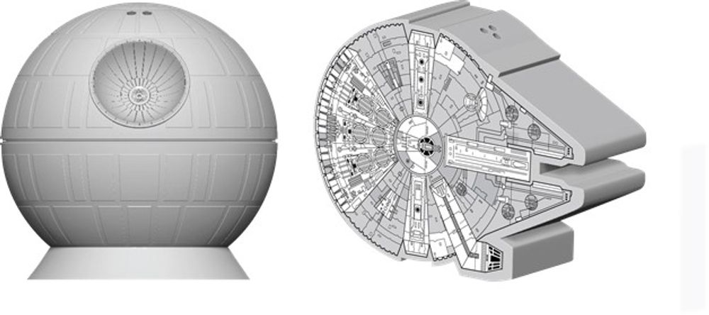 Star Wars Millennium Falcon and Death Star Salt And Pepper Shakers 