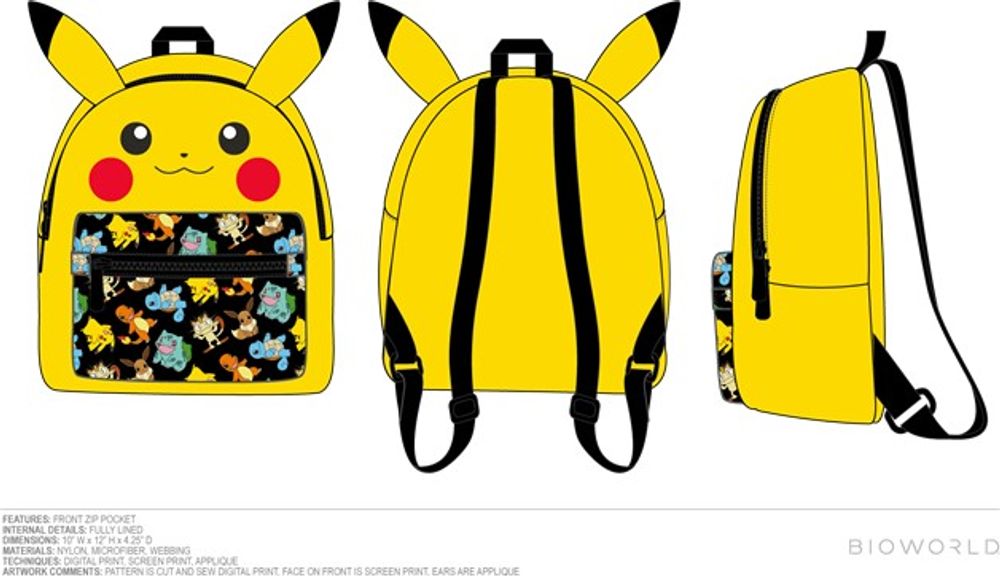 Pikachu Mini Backpack with Ears 