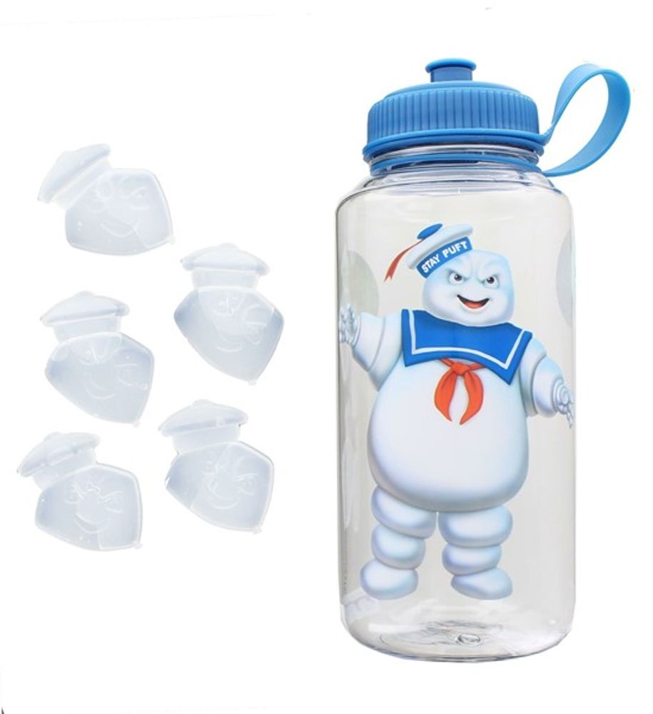 Ghostbusters Stay Puft 32oz Water Bottle with Ice Cube Molds 