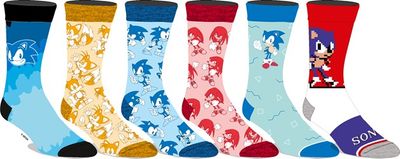 Sonic 6 pack Crew Assorted Socks 