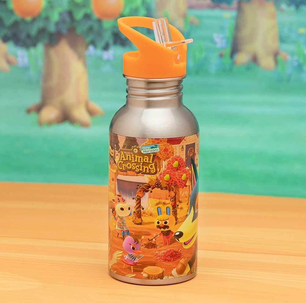 Animal Crossing Water Bottle Metal with Straw 