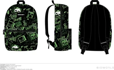 Minecraft Creeper AOP Black Backpack 