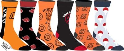 Naruto 6pk Crew Sock 