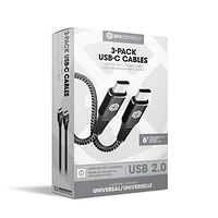 Bio Essentials USB-C to USB-C Charge Cable (3 pack)   - Charge, sync, & transfer files between your US