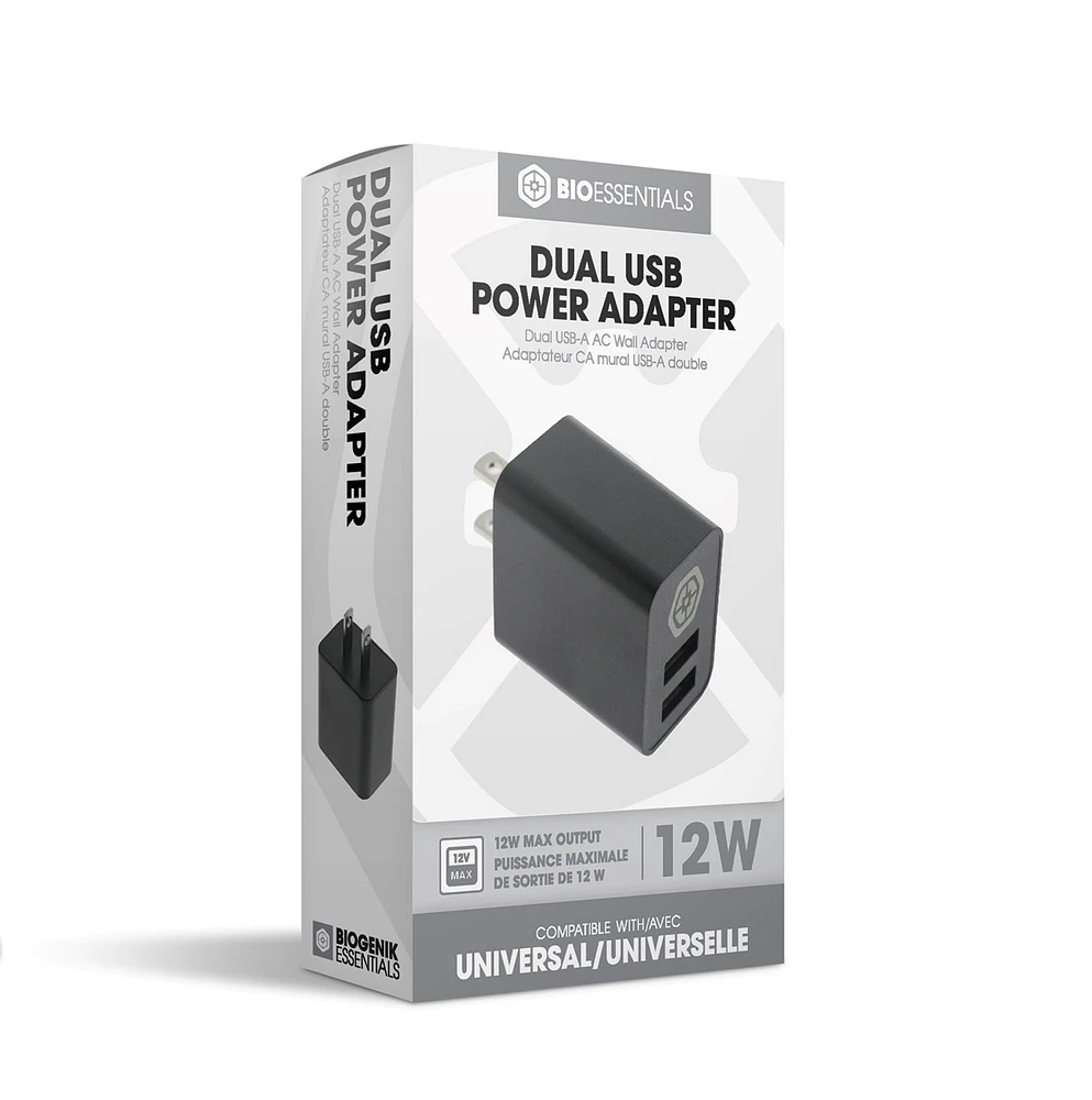 Bio 12W Dual USB-A AC Wall Adapter 