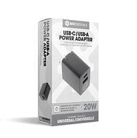 Bio USB-C & USB-A Dual AC Wall Adapter 