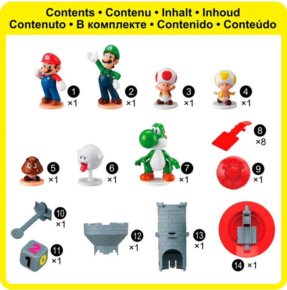 Super Mario Blow Up! Shaky Tower Balancing Game with Collectible Super Mario Action Figures 